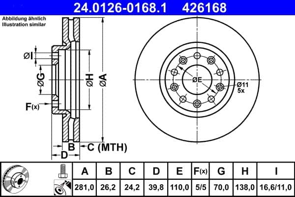 Disc frana ATE 24.0126-0168.1