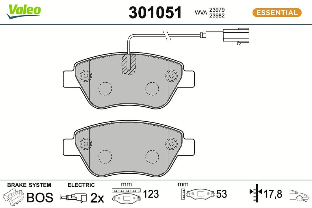 set placute frana,frana disc VALEO ESSENTIAL 301051