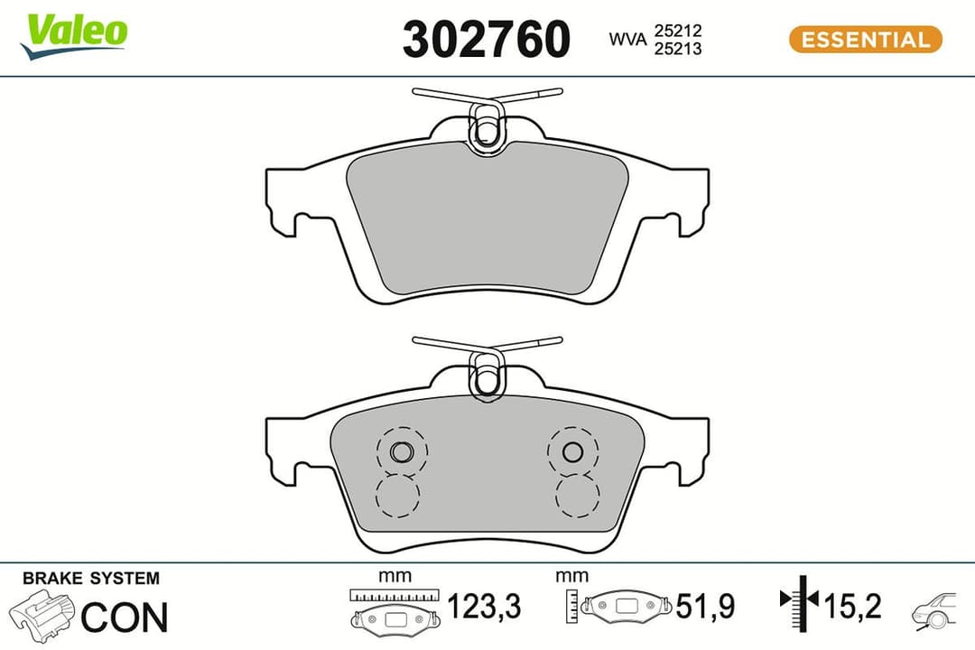 set placute frana,frana disc VALEO ESSENTIAL 302760