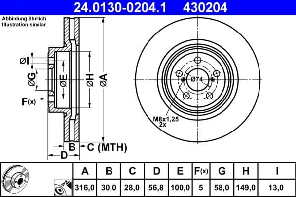 Disc frana ATE 24.0130-0204.1