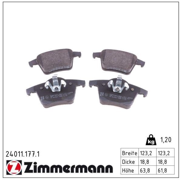 set placute frana,frana disc ZIMMERMANN 24011.177.1