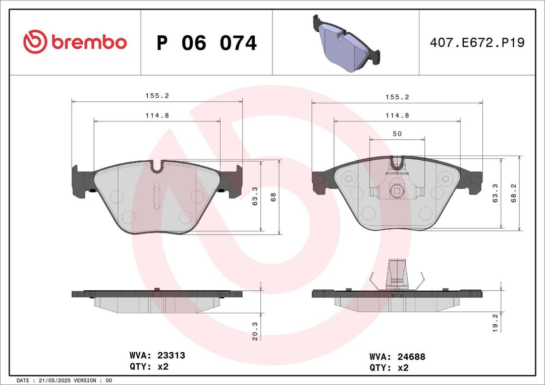 set placute frana,frana disc BREMBO PRIME LINE P 06 074