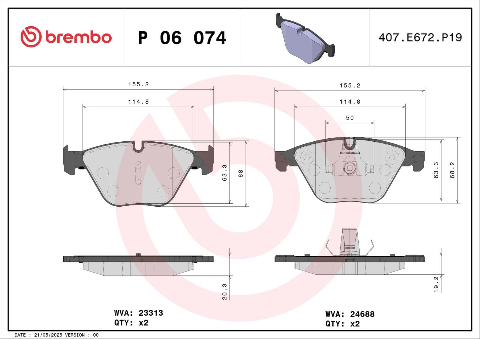 set placute frana,frana disc BREMBO PRIME LINE P 06 074