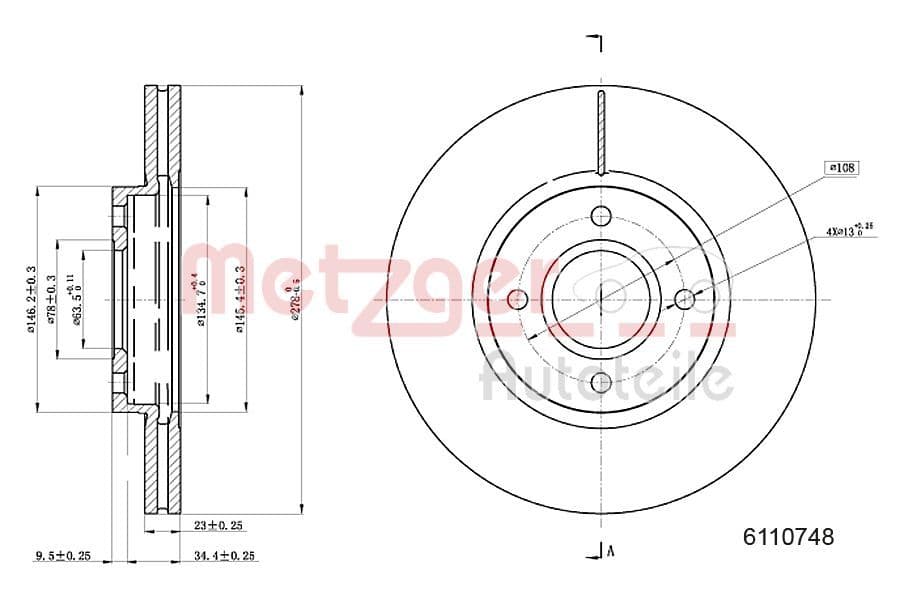 Disc frana METZGER 6110748
