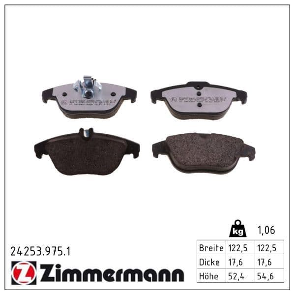 set placute frana,frana disc ZIMMERMANN 24253.975.1