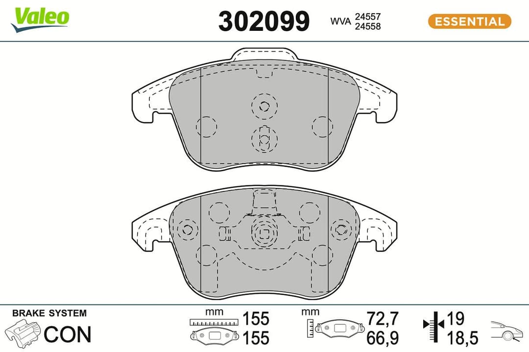set placute frana,frana disc VALEO ESSENTIAL 302099