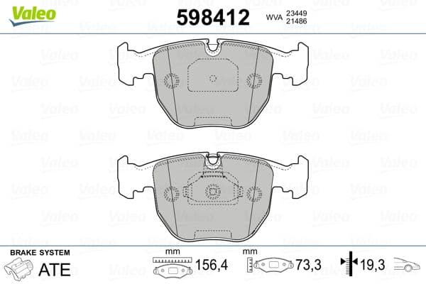 set placute frana,frana disc VALEO 598412
