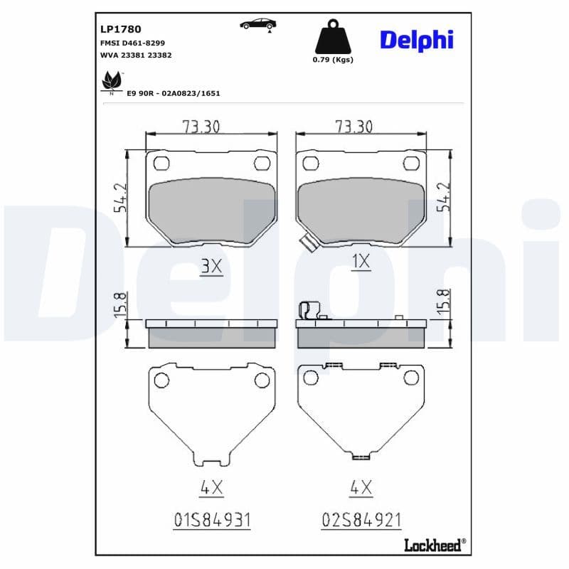 set placute frana,frana disc DELPHI LP1780