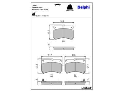 set placute frana,frana disc DELPHI LP743