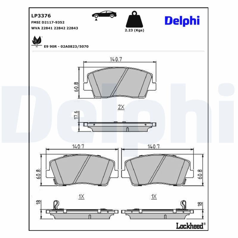 set placute frana,frana disc DELPHI LP3376