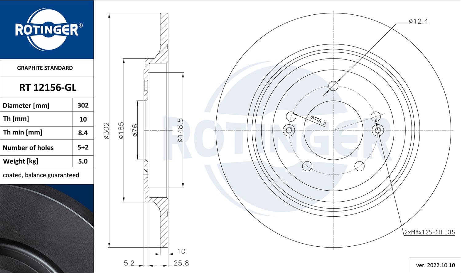 Disc frana ROTINGER RT 12156-GL