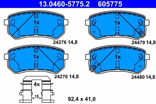 set placute frana,frana disc ATE 13.0460-5775.2