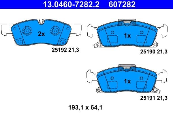 set placute frana,frana disc ATE 13.0460-7282.2