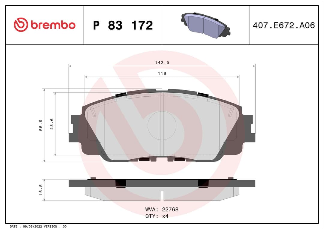 set placute frana,frana disc BREMBO PRIME LINE P 83 172