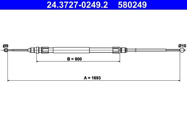 Cablu, frana de parcare ATE 24.3727-0249.2