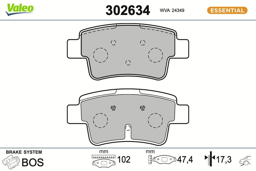 set placute frana,frana disc VALEO ESSENTIAL 302634