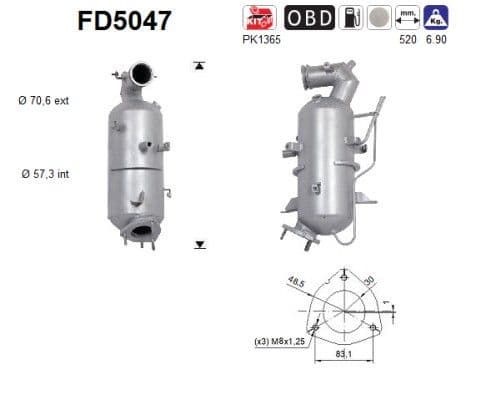 Filtru funingine/particule, sist.de esapament AS FD5047