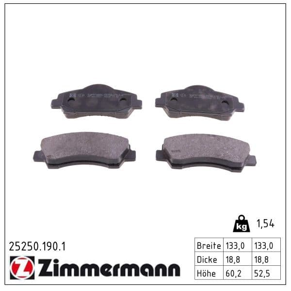 set placute frana,frana disc ZIMMERMANN 25250.190.1