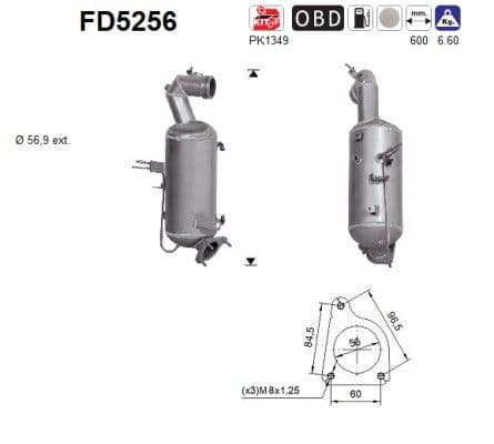 Filtru funingine/particule, sist.de esapament AS FD5256