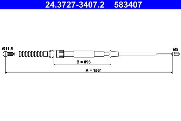 Cablu, frana de parcare ATE 24.3727-3407.2