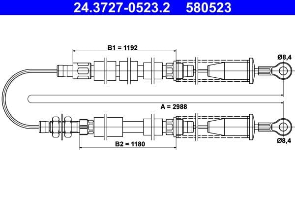 Cablu, frana de parcare ATE 24.3727-0523.2