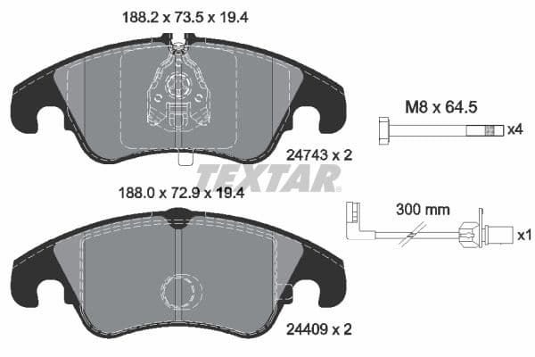 set placute frana,frana disc TEXTAR 2474301