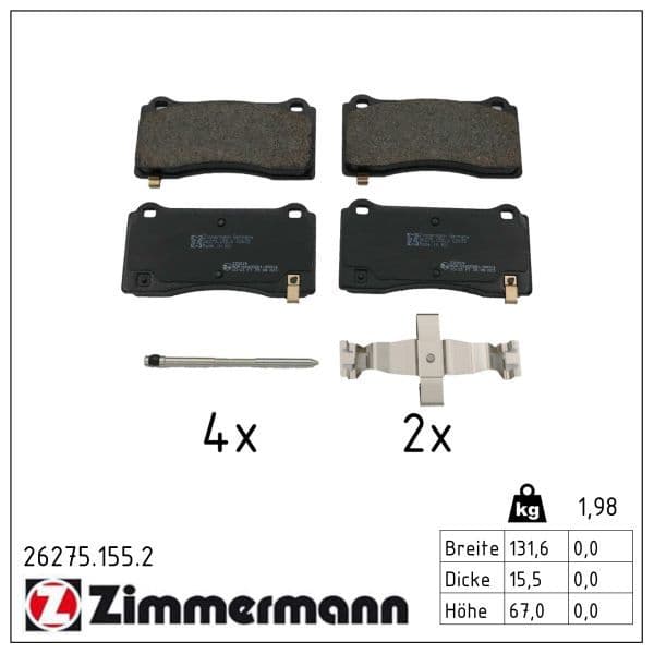 set placute frana,frana disc ZIMMERMANN 26275.155.2