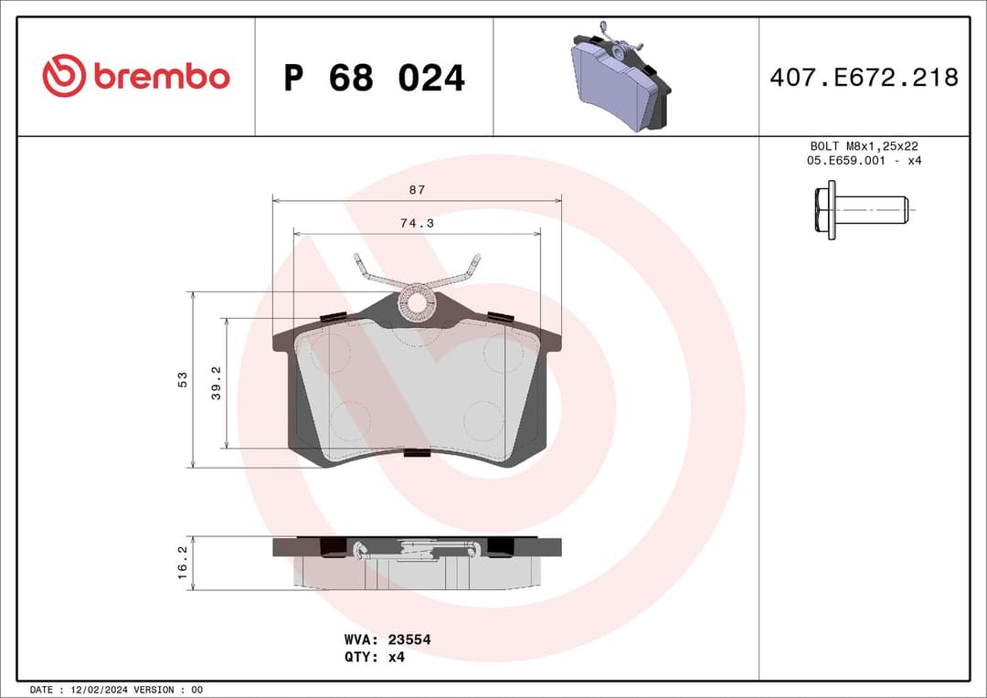 set placute frana,frana disc BREMBO PRIME LINE P 68 024