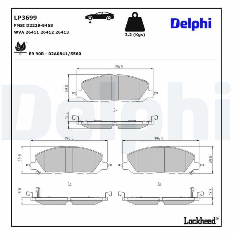 set placute frana,frana disc DELPHI LP3699
