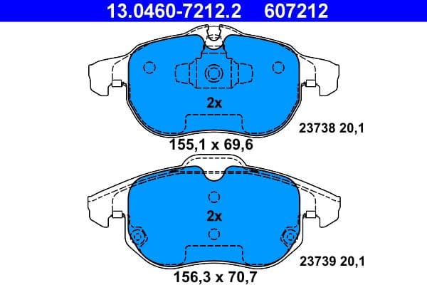 set placute frana,frana disc ATE 13.0460-7212.2