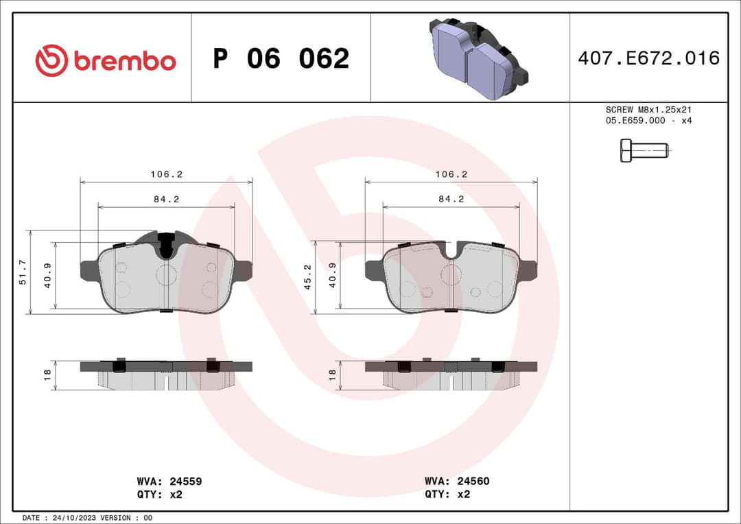 set placute frana,frana disc BREMBO PRIME LINE P 06 062