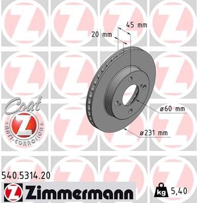 Disc frana ZIMMERMANN 540.5314.20