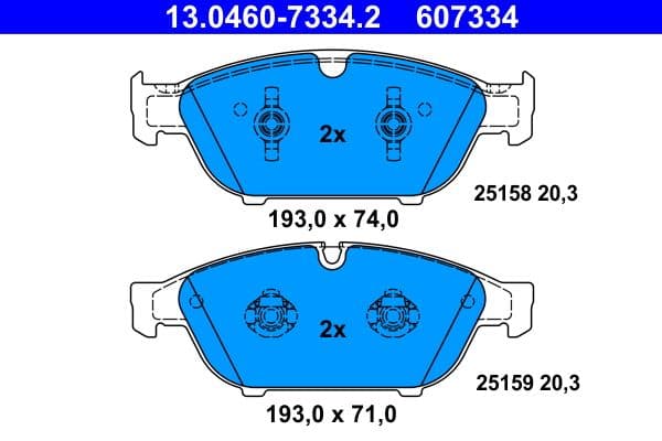 set placute frana,frana disc ATE 13.0460-7334.2