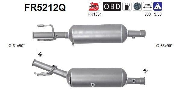 Filtru funingine/particule, sist.de esapament AS FR5212Q