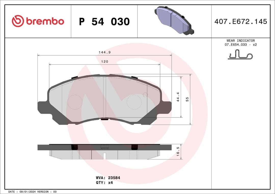 set placute frana,frana disc BREMBO PRIME LINE P 54 030