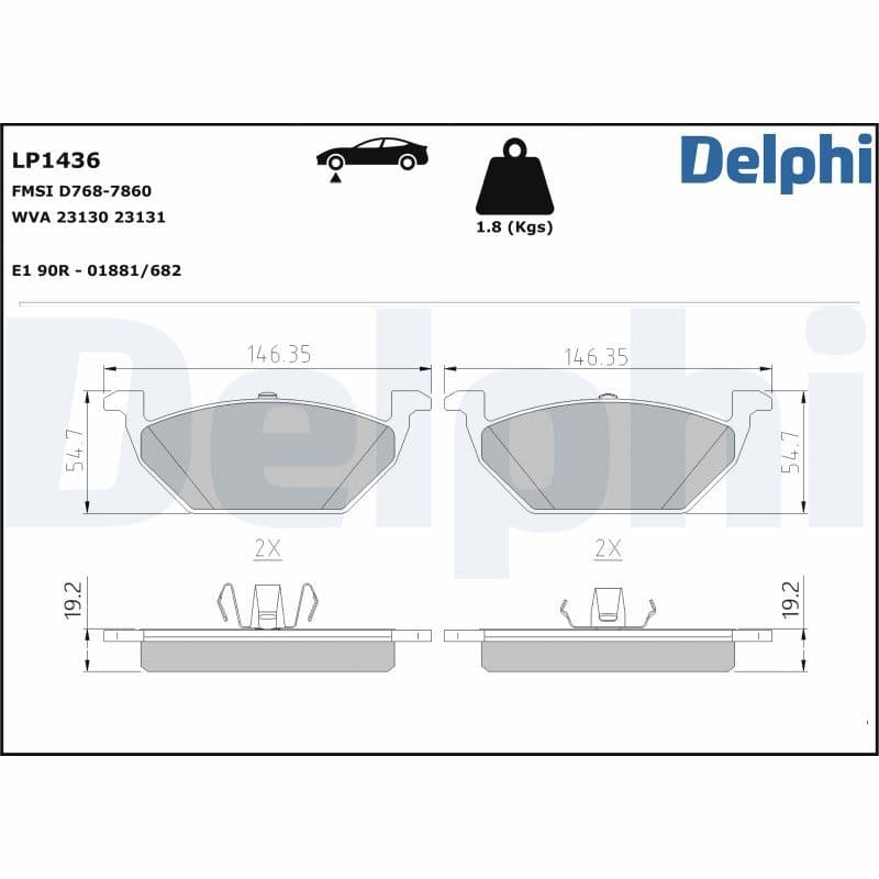 set placute frana,frana disc DELPHI LP1436