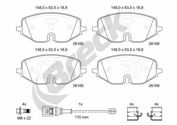 set placute frana,frana disc BRECK 26169 00 701 00
