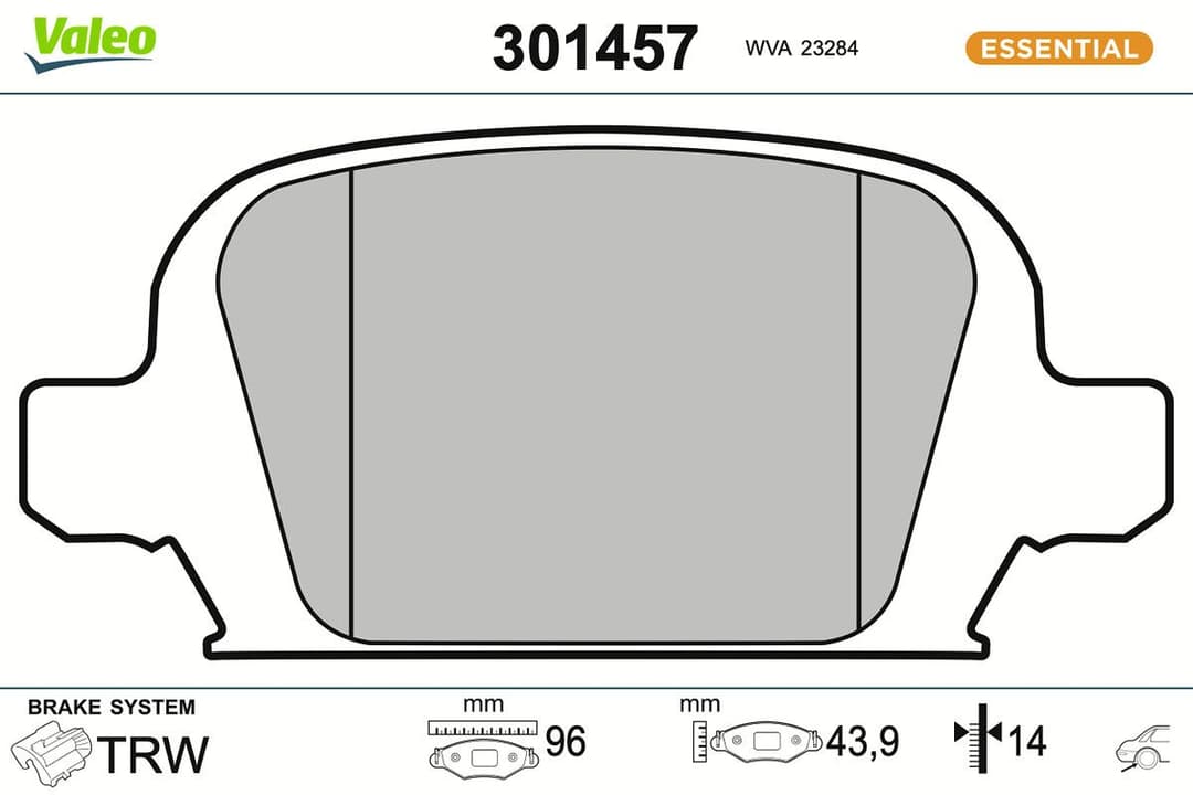 set placute frana,frana disc VALEO ESSENTIAL 301457