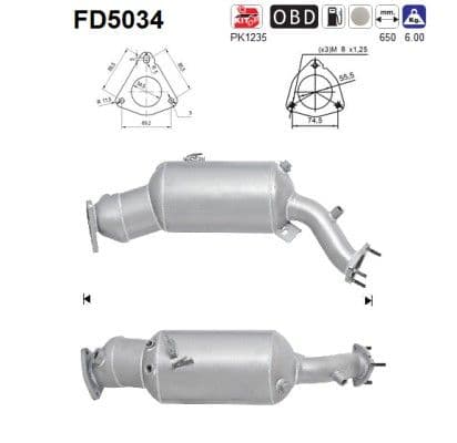 Filtru funingine/particule, sist.de esapament AS FD5034