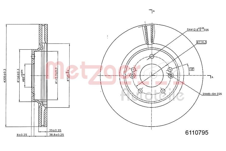 Disc frana METZGER 6110795