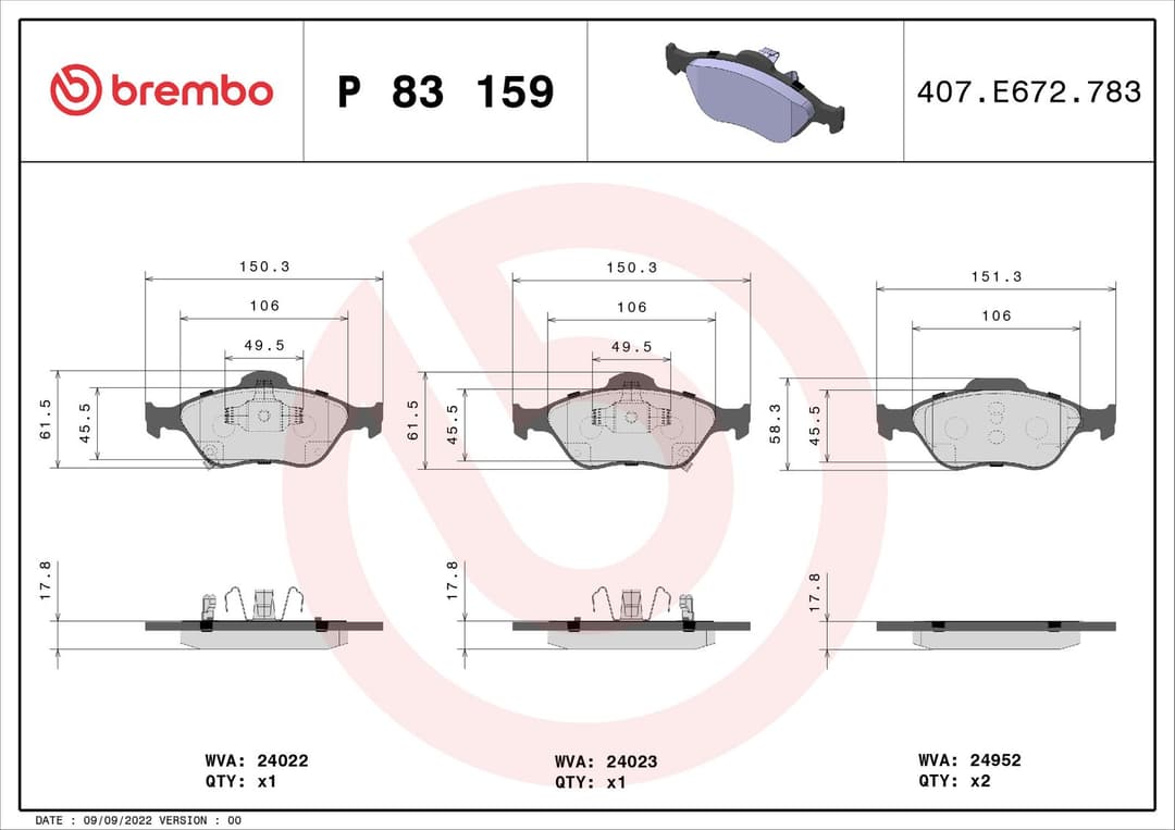 set placute frana,frana disc BREMBO PRIME LINE P 83 159