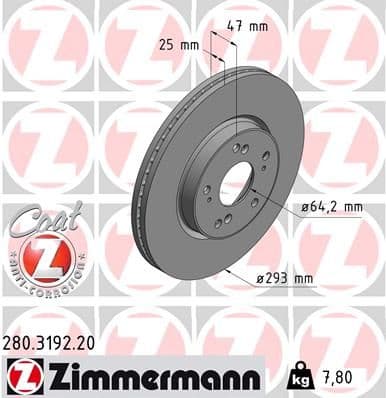 Disc frana ZIMMERMANN 280.3192.20