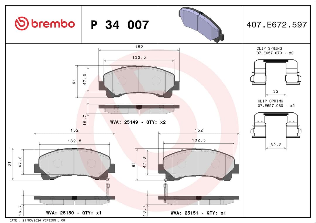 set placute frana,frana disc BREMBO PRIME LINE P 34 007