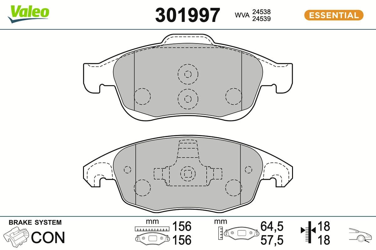 set placute frana,frana disc VALEO ESSENTIAL 301997