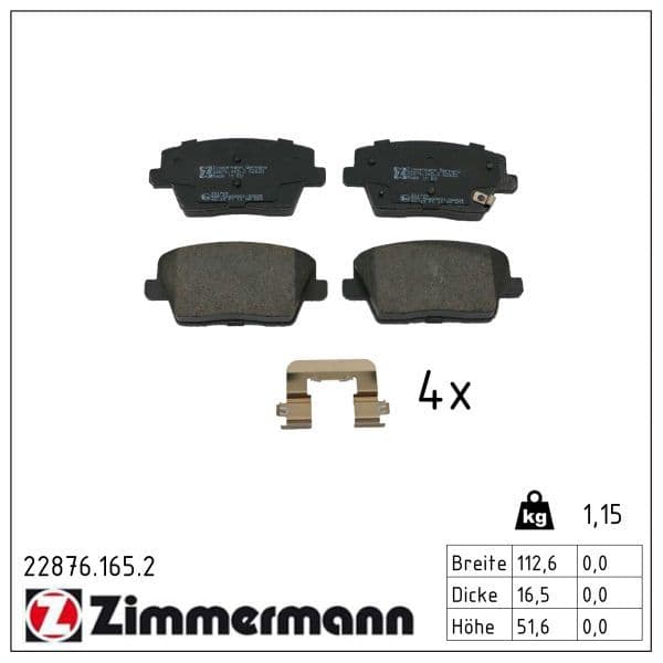 set placute frana,frana disc ZIMMERMANN 22876.165.2