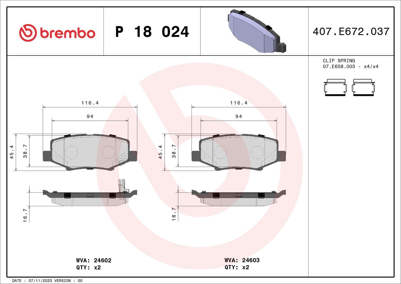 set placute frana,frana disc BREMBO PRIME LINE P 18 024