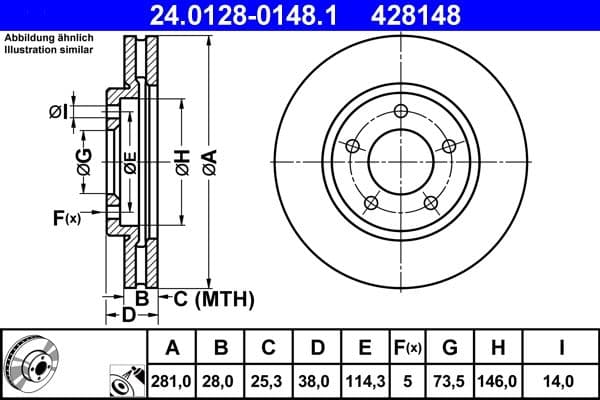 Disc frana ATE 24.0128-0148.1
