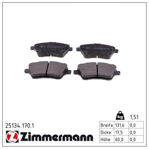 set placute frana,frana disc ZIMMERMANN 25134.170.1