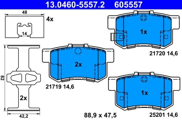 set placute frana,frana disc ATE 13.0460-5557.2