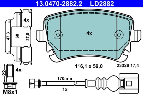 set placute frana,frana disc ATE Ceramic 13.0470-2882.2